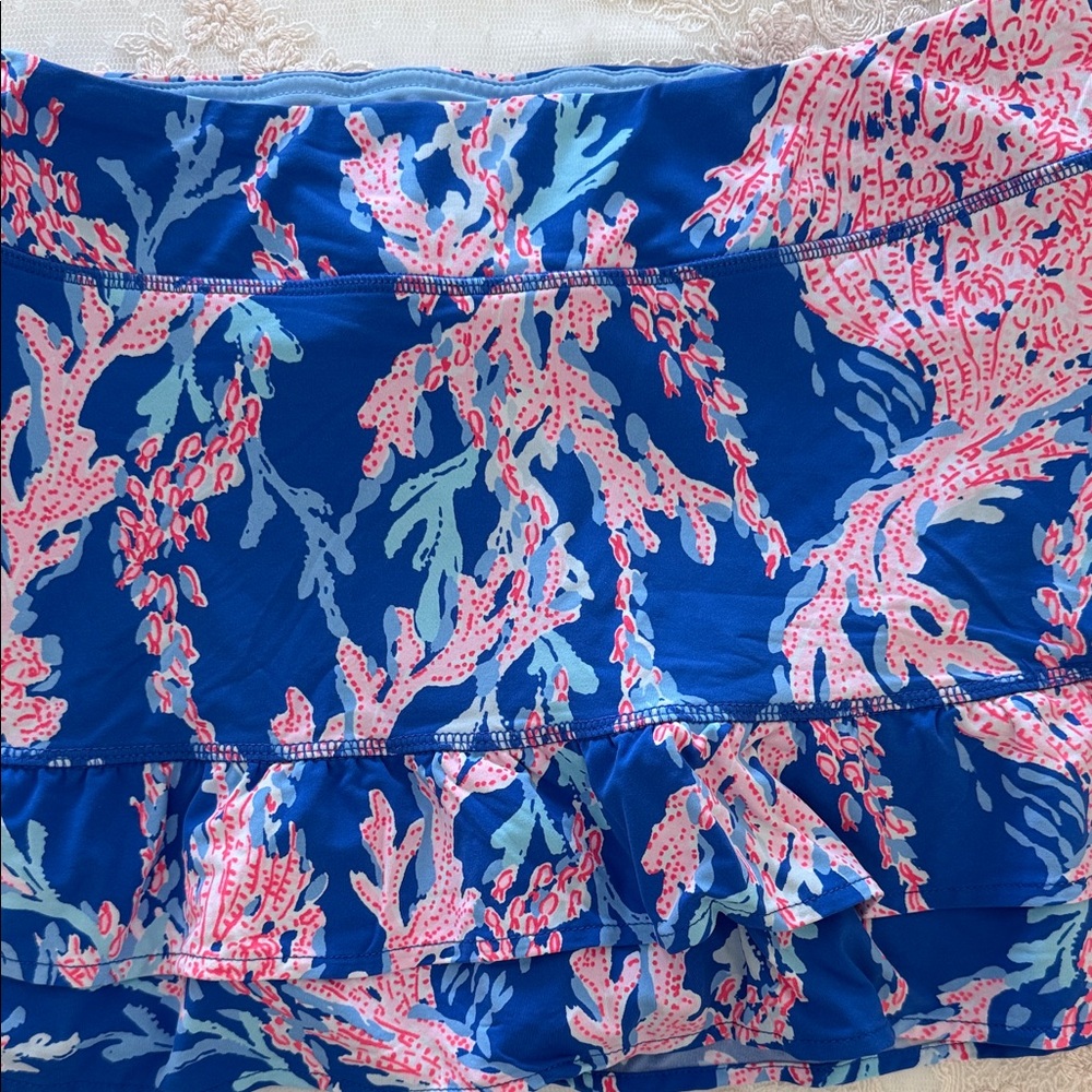 Lilly Pulitzer Coral Reef Blue and Pink Skort